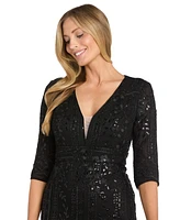 R & M Richards Petite 3/4-Sleeve Evening Gown