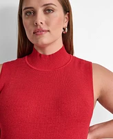 Dkny Plus Mock-Neck Sleeveless Rib-Knit Top