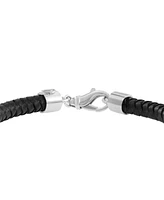 Effy Men's Hematite Bead Woven Leather Bracelet in Sterling Silver & 18k Gold-Plate