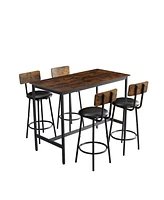 Slickblue 5-Piece Industrial Style Bar Table Set with Stools for Modern Dining and Home Bars