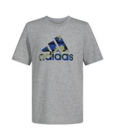 adidas Big Boys Short Sleeve "France Camo" Logo Heather Tee