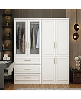 Famapy 6-Door Big Armoires with 2 Hanging Rods, 3-Drawers, Shelves