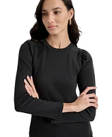 Dkny Jeans Women's Long Puff-Sleeve Crewneck Top