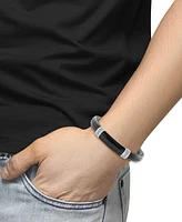 Effy Men's Onyx & Woven Leather Bracelet in Sterling Silver
