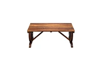 Slickblue 2-Person Rustic Garden Bench, Outdoor Wagon Wheel Porch Bench for Backyard Patio Garden, Brown