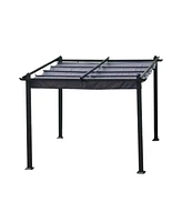 Slickblue 10x10 Ft Outdoor Patio Retractable Pergola Canopy Sunshelter for Gardens and Backyards