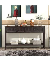 Slickblue Rustic Entryway Console Table, 60" Long Sofa Table with two Different Drawers and Bottom Shelf for Storage