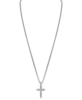 Bulova Diamond (1/5 ct. t.w.) Link Cross Pendant 26" Necklace in Sterling silver