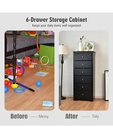 Sugift 6 Drawers Chest Dresser Clothes Storage Bedroom Furniture Cabinet