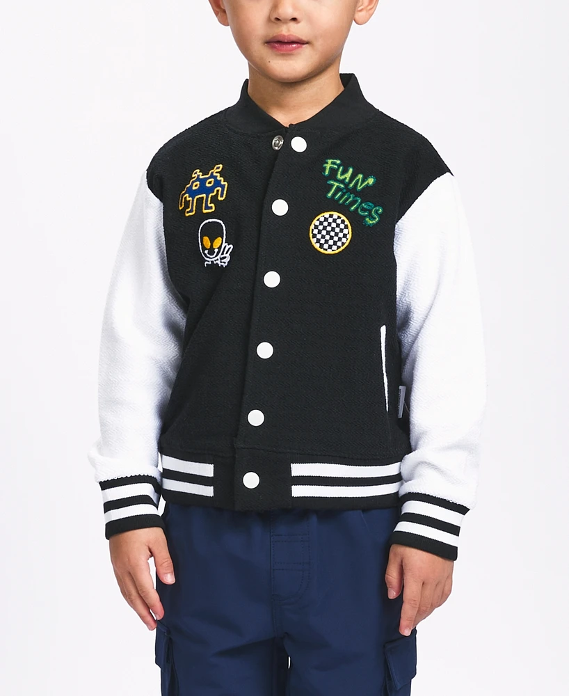 Sovereign Code Little Boys Color Blocked Patched Varsity Jacket