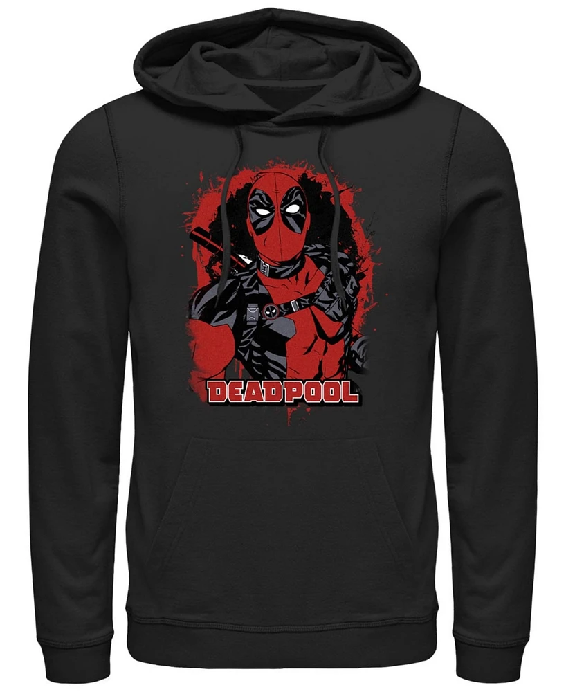 Fifth Sun Mens Painted Deadpool Hoodie Fleece Pullover