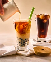 La Rochere Napoleon Bee Bubble Tea Glass with Wood Lid and Straw, 15 oz.