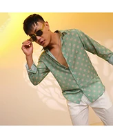 Campus Sutra Men's Grass Green Polka Dot Shirt