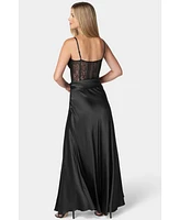 Bebe Women's Lace and Satin Bustier Gown