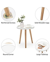 Gymax Set of 2 Round Side Table Sofa Coffee End Accent Table Nightstand Home
