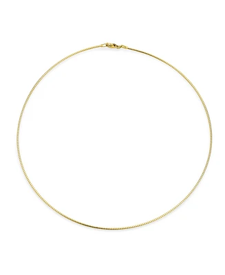 Bling Jewelry Basic Simple Thin Slider Omega Cubetto Chain Snake Choker Flex Collar Necklace For Women Gold Plated .925 Silver Sterling Add Pendant 16