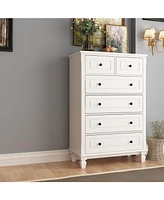 Homsee White 6-Drawers Wood Chest of Drawer Dresser