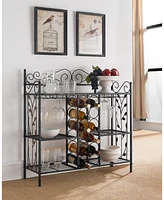 Kings Brand Furniture Metal Console Table Wine Rack, Liquor Bar Cabinet with Glass Holder, Sofa Table with Storage Shelves for Bar, Buffet, Living Roo