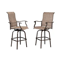 Slickblue 2pcs Wrought Iron Swivel Bar Chair Patio Swivel Bar Stools Brown (Only chair)