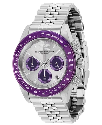 Invicta Men's 36735 Speedway Quartz Chronograph Light Grey, Purple Dial Watch