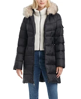 Vince Camuto Women's Single-Breasted Mid-Length Fitted Puffer Coat