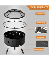 Slickblue 30-Inch Black Metal Fire Pit: Durable Outdoor Fire Bowl for Backyard & Patio