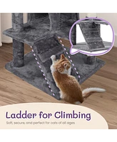 Slickblue 53-Inch Multi-Level Cat Tree Condo with Scratching Posts: Kittens' Activity Tower & Playhouse - Dark Grey