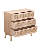 Slickblue 3-Drawer Rattan Storage Cabinet – Stylish Rattan Drawers for Bedroom or Living Room