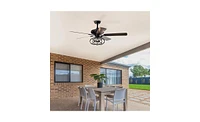 Slickblue Low Profile Ceiling Fan with Lights (Bulb Not Included) – Dark Wood Blades