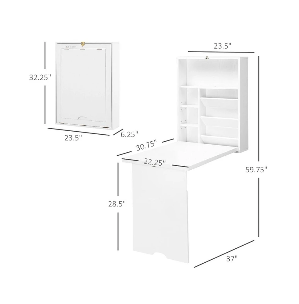 Slickblue White Wall Mount Desk Cabinet – Space-Saving and Sleek