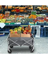 Slickblue Oxford Cloth Garden Folding Cart with Steel Frame – Flat Folding Style, Silver Frame