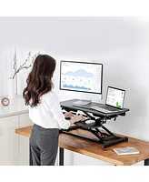 Slickblue Height Adjustable Standing Desk – 31.3'' Wide Sit-to-Stand Converter, Tabletop Workstation for Laptops & Dual Monitors, Black