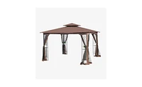 Slickblue 10x10 Outdoor Patio Gazebo Canopy Tent with Ventilated Roof and Mosquito Netting for Insect Protection