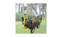 Heavy-Duty Steel Garden Cart, 1400 lbs Capacity, Removable Mesh Sides, 2-in-1 Handle, 16" Tires – Ideal for Garden, Farm, and Yard