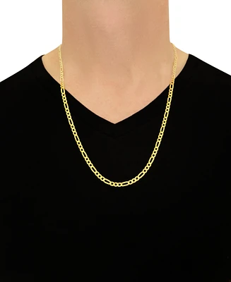 Italian Gold Figaro Link 26" Chain Necklace (4mm) in Solid 14k Gold