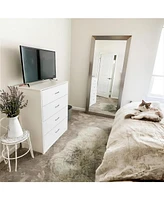 Skonyon 4 Drawers Dresser White Wood Dresser Chest for Bedroom