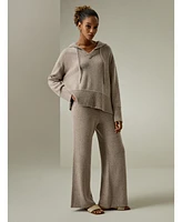 Lilysilk Women's V Neck Wool-Cashmere Blend Hoodie