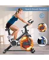 Sugift Indoor Silent Belt Drive Adjustable Resistance Cycling Stationary Bike White