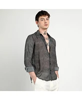 Campus Sutra Men's Charcoal Black Gauzy Heathered Shirt