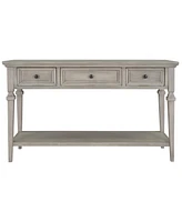Slickblue Classic Retro Style Console Table with Three Top Drawers and Open Bottom Shelf, Easy Assembly