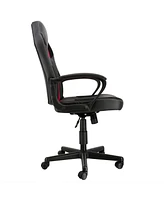 Elama High Back Adjustable Faux Leather and Mesh Office Chair in Black and Red
