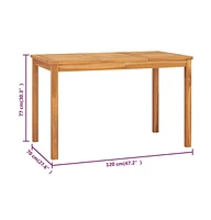 vidaXL Patio Dining Table 47.2"x27.6"x30.3" Solid Teak Wood