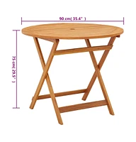 vidaXL Folding Patio Table 35.4"x29.5" Solid Eucalyptus Wood