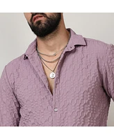 Campus Sutra Men's Periwinkle Purple Embossed Geometric Shirt