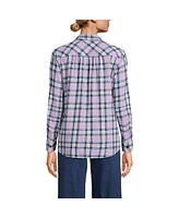 Lands' End Petite Flannel Boyfriend Fit Long Sleeve Shirt