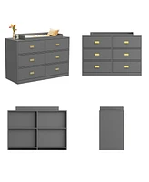 Homsee 6-Drawer Gray Wood Dressers Storage Organizer Cabinet