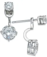 Eliot Danori Silver-Tone Double Crystal Front Back Earrings, Created for Macy's