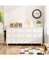 Homsee Modern Red Brown 9-Drawer Wooden hest of Drawers