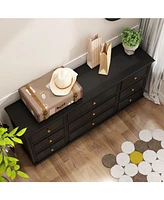 Homsee Modern Red Brown 9-Drawer Wooden hest of Drawers