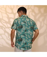 Campus Sutra Men's Sea Green Breezy Foliage Shirt